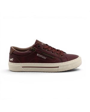 Mustang Dames bordeauxrode kunstleer trainer sneaker Casual schoenen - M0112011