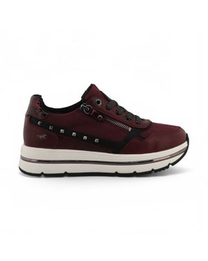 Mustang Dames bordeauxrode veterschoenen Platformsneakers - M0332001