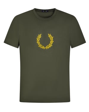 Fred Perry Textured Laurel Wreath T-Shirt Green