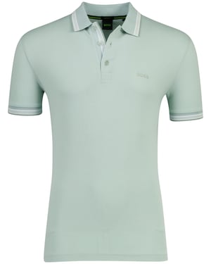 Polo Boss Green Paddy poloshirt groen met witte kraag