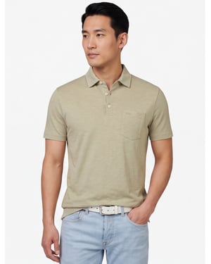 Poloshirt Brax olijfgroen gemêleerd 100% katoen normale fit
