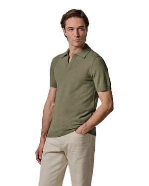 Poloshirt Profuomo mid groen v-hals