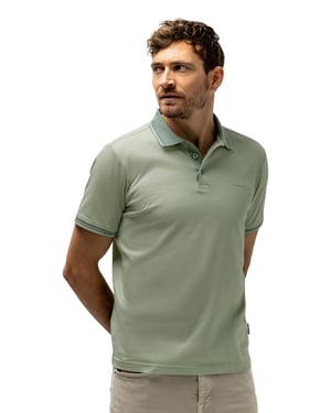 State of Art poloshirt groen gestreept 3 knoops