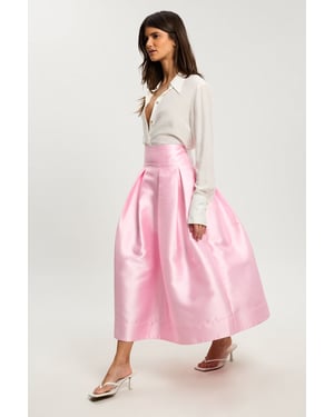 Petite Twill Woven Prom Maxi Skirt