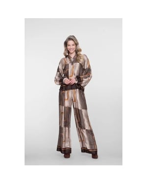 Geisha 61576-70 775 pants satin aop brown/sand