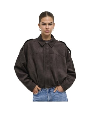 Only Onlmoon-stina faux suede bomber pnt noos chocolate
