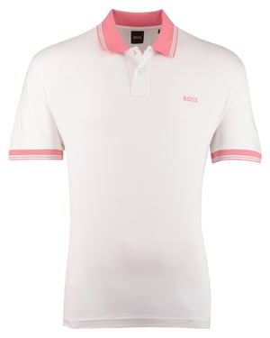 BOSS Orange Pe Blocks poloshirt korte mouw wit