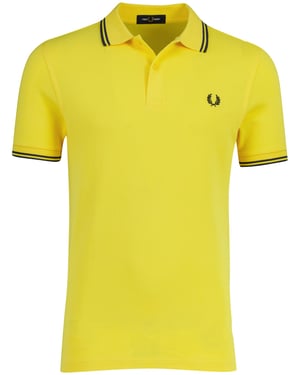 Geel poloshirt Fred Perry normale fit 2-knoops katoen pique