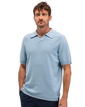 Poloshirt Butcher of Blue lichtblauw v-hals