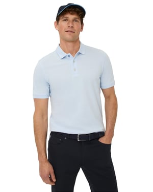 Poloshirt Brax lichtblauw korte mouw normale fit katoen