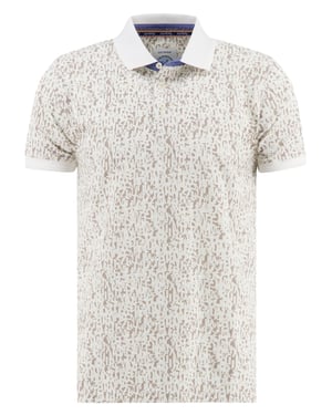poloshirt A Fish Named Fred wit geprint 3 knoopjes