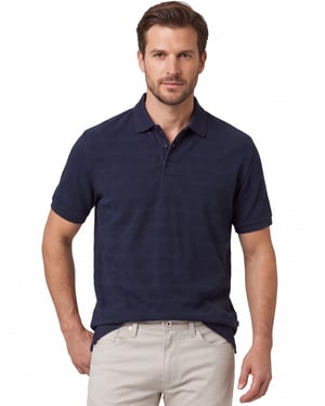 Brax polo donkerblauw katoen normale fit 3 knoopjes