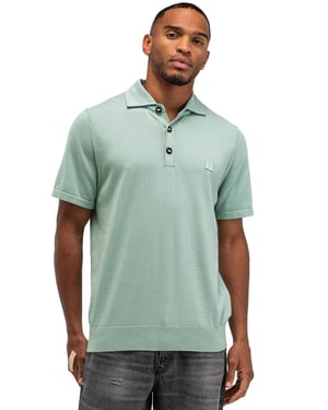 Korte mouw polo Butcher of Blue turquoise 3-knoops