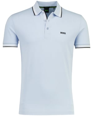 Lichtblauwe poloshirt Boss Green Paddy korte mouw katoen