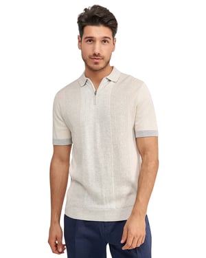 Polo korte mouw Blue Industry grijs rits gestreept