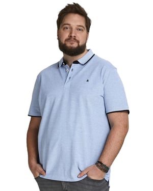 Jack & Jones polo Plus Size lichtblauw effen katoen wijde fit