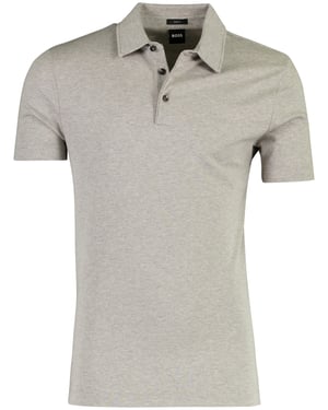 BOSS Black poloshirt grijs katoen normale fit