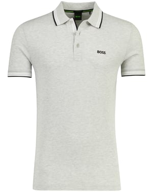 Lichtgrijs poloshirt Boss Green Paddy korte mouw gemeleerd