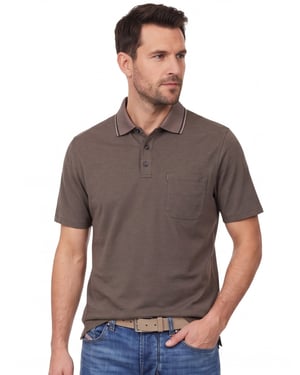 poloshirt korte mouw Casa Moda gemeleerd bruin