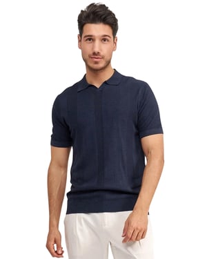 Polo korte mouw Blue Industry donkerblauw v-hals