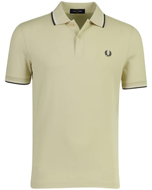 beige poloshirt Fred Perry normale fit 2-knoops katoen pique