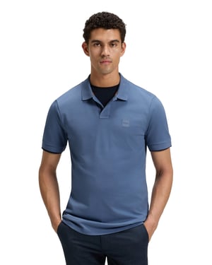 Boss Orange polo Passenger middenblauw effen