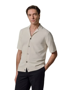 Doorknoop polo Profuomo creme regular fit