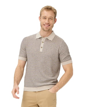 Brax polo beige geprint katoen normale fit