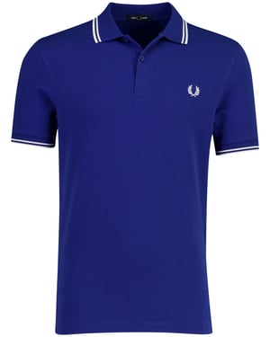 Kobaltblauw poloshirt Fred Perry normale fit 2-knoops katoen pique