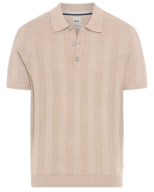 Brax poloshirt camel strepen katoen normale fit