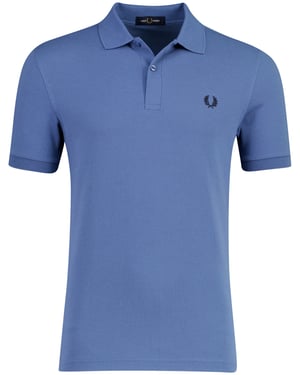 Blauw poloshirt Fred Perry normale fit 2-knoops katoen pique