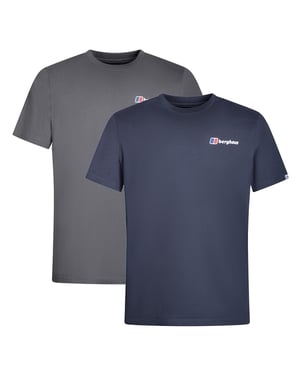 2 Pack Berghaus Men's Short Sleeve Pinnacle Tee Grey/Blue