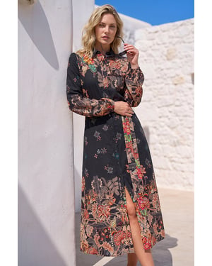 Floral Border Shirt Dress