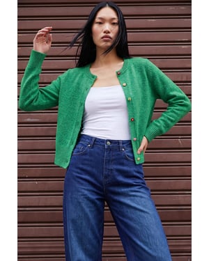 Flower Button Knit Cardigan