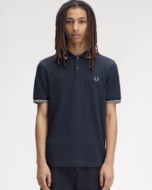 Regular Fit Short Sleeve Logo Detail Polo Shirt in Navy