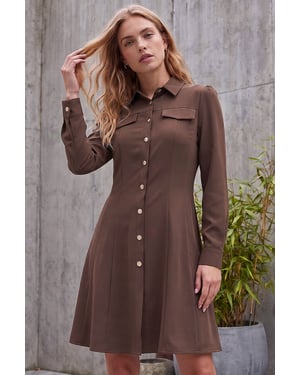 Collared Buttoned Shirt Dress