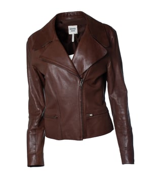 Hermès, leren motorjack in bruin