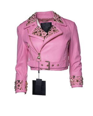 Philipp Plein, Rosa Disney-bikerskor i läder med kort passform