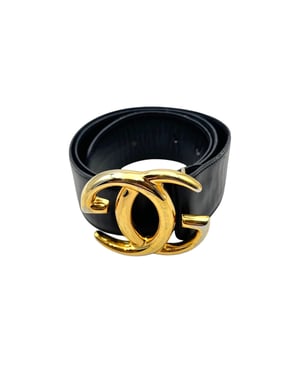 Vintage leren riem van Gucci met in elkaar grijpende gesp.