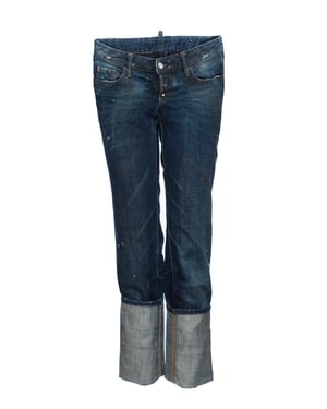 Dsquared2, Blå jeans med extra höga, uppvikta pipingar i storlek IT42/S.
