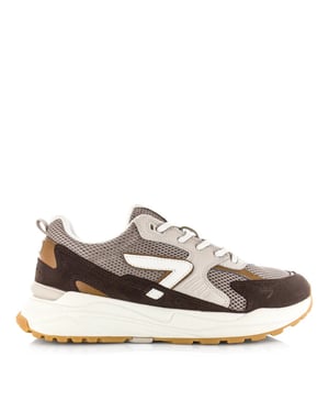 Hub Grid almond brown/off white lage sneakers heren