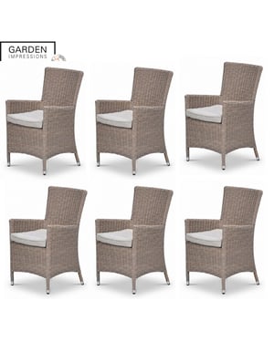Garden Impressions Costa tuinstoelen set van 6 wicker met kussen