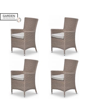 Garden Impressions Costa tuinstoelen set van 4 wicker met kussen