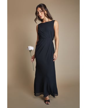 Satin Lace Back Detail Maxi Bridesmaid Dress