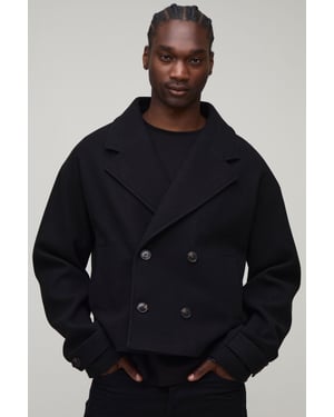Tall Double Breasted Cropped Melton Overcoat