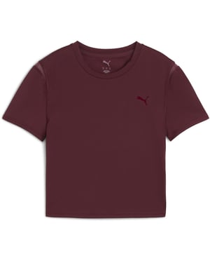 Women's Puma Shape Baby Tee Short Sleeve Performance Gym Top in Ruby Shimmer