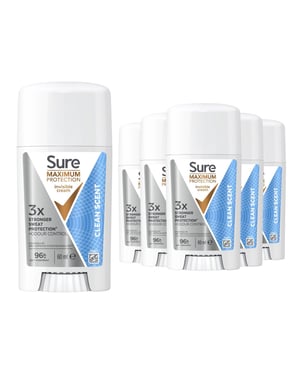 Sure Women Maximum Protection Anti-Perspirant Cream, Clean Scent, 60ml, 6 Pack