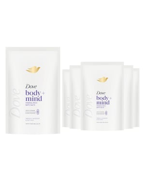 Dove Body + Mind Bath Salts, French Lavender & Oat Milk, 400g, 6 Pack