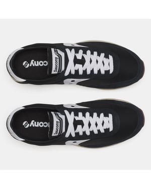 Saucony Unisex-sportschoenen van suède, maat 80 voor volwassenen (Zwart, Wit)
