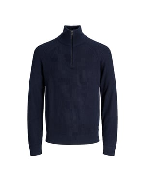 Jack & Jones Tröja Pannel Knit Halvdragkedja Blå